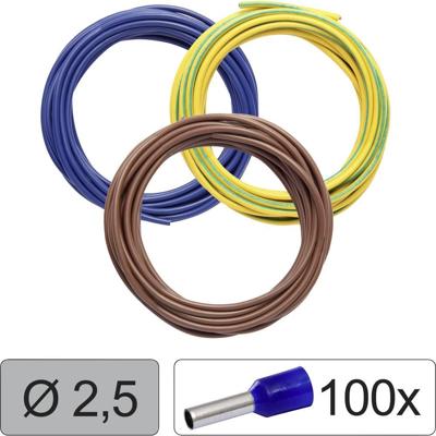 Quadrios 25CW124 Enkele ader LiFY 2.5 mm² Blauw, Bruin, Geel-groen 1 set(s)