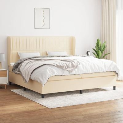 Boxspring met matras stof crèmekleurig 200x200 cm