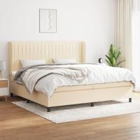 Boxspring met matras stof crèmekleurig 200x200 cm - thumbnail