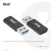 club3D CAC-1525 USB-adapter USB 3.2 Gen1 (USB 3.0 / USB 3.1 Gen1) USB-A stekker, USB-C bus Zwart - thumbnail