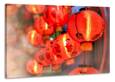 Schilderij - Chinese Lantaarns, 100x70cm. Premium print