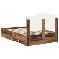 Bedframe met hoofdeinde Oudhout 135 x 190 cm Bewerkt hout - thumbnail