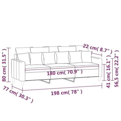 Driezitsbank 180 cm fluweel crèmekleurig