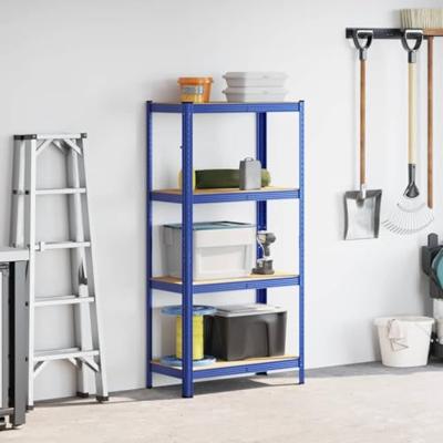 VidaXL Opbergrek 4-laags staal en bewerkt hout blauw