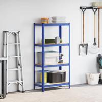 Opbergrek 4-laags staal en bewerkt hout blauw - thumbnail