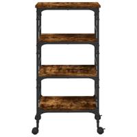 Keukentrolley 45x35x89,5 cm bewerkt hout gerookt eikenkleurig - thumbnail