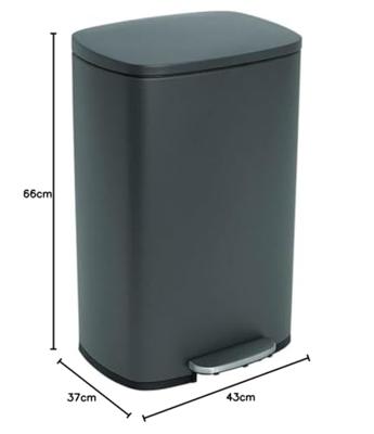 Pattumiera da cucina a pedale - ADMIRAL - KITCHEN MOVE - 50L - Design - Grigio opaco in acciaio inox