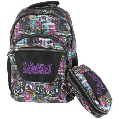 Gerimport rugzak met etui junior 32 x 43 cm polyester zwart Gerimport rugzak met etui junior 32 x 43 cm polyester zwart