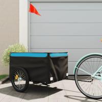VidaXL Fietstrailer 45 kg ijzer zwart en blauw - thumbnail