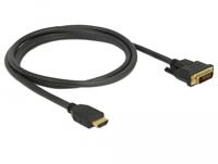Delock 85653 HDMI-kabel HDMI / DVI Aansluitkabel HDMI-A-stekker, DVI-D 24+1-polige stekker 1.5 m Zwart Afgeschermd (drievoudig), Vergulde steekcontacten - thumbnail