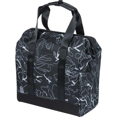 Basil grand flower fietsshopper - zwarte waterafstotende tas met laptopvak - 23l