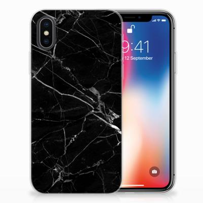 Apple iPhone X | Xs | TPU | Siliconen hoesje | Marmer Zwart - Origineel Cadeau Vader