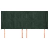 Hoofdbord met randen 163x23x78/88 cm fluweel donkergroen - thumbnail