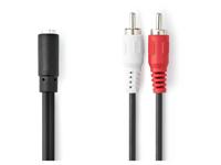 Nedis Stereo-Audiokabel | 2x RCA Male | 3,5 mm Female | 0.2 m | 1 stuks - CAGB22255BK02 CAGB22255BK02 - thumbnail