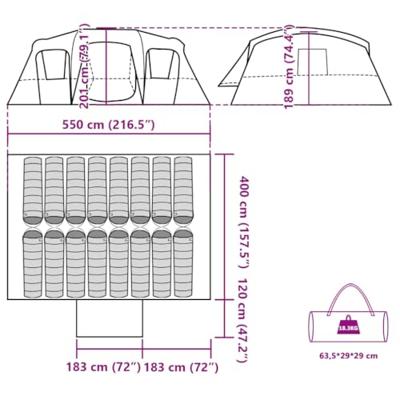 Tunneltent 16-persoons waterdicht blauw Tunneltent 16-persoons waterdicht blauw