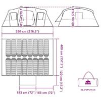 Tunneltent 16-persoons waterdicht blauw - thumbnail