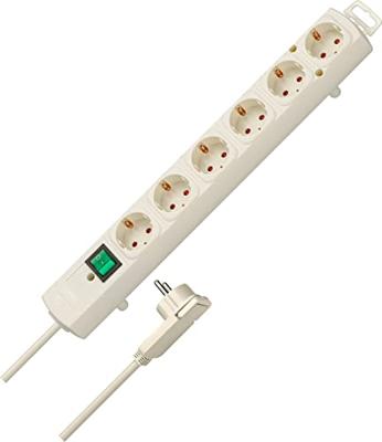 Brennenstuhl Comfort-Line Plus stekkerdoos met platte stekker 6-voudig wit 2m H05VV-F 3G1,5 - 1153320100