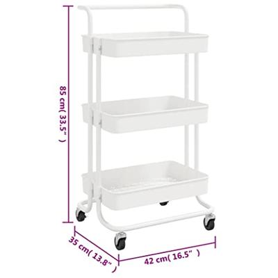 Keukentrolley 3-laags 42x35x85 cm ijzer en ABS wit Keukentrolley 3-laags 42x35x85 cm ijzer en ABS wit