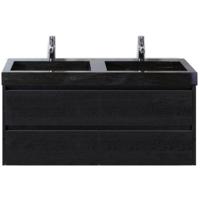 Dante Badmeubelset 120 cm - Black Oak - Wastafel Hardsteen Wit Lucca Dubbel - thumbnail