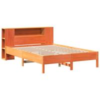 Bed met boekenkast zonder matras grenenhout wasbruin 140x190 cm - thumbnail