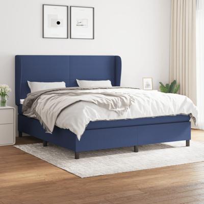 Boxspring met matras stof blauw 160x200 cm