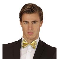 Metallic gouden strikje met wit koordje - thumbnail