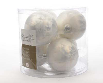 6 kerstballen wit 80 mm KSD - Ksd