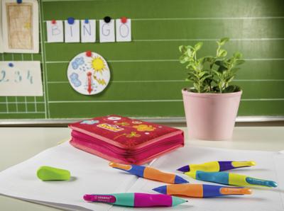 STABILO EASYergo vulpotlood, 1,4 mm, voor rechtshandigen, blister van 1 stuk, turkoois en roze