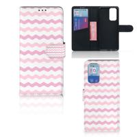 OnePlus 9 Pro | Telefoon Hoesje | Waves Roze | Portemonnee hoesje - thumbnail