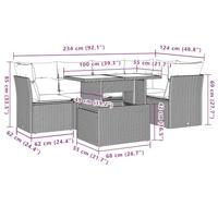6-delige Loungeset met kussens poly rattan beige - thumbnail