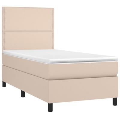 Boxspring met matras en LED kunstleer cappuccinokleur 90x200 cm - thumbnail