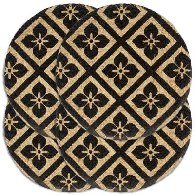 Placemats 4 st rond 38 cm jute zwart Placemats 4 st rond 38 cm jute zwart
