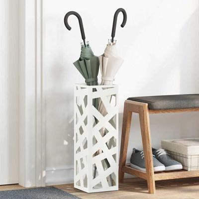 VidaXL Paraplu standaard met opslag wit 15,5 x 15,5 x 49 cm metaal VidaXL Paraplu standaard met opslag wit 15,5 x 15,5 x 49 cm metaal