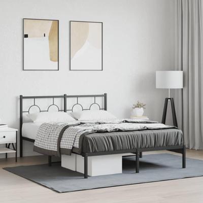 Bedframe met hoofdbord metaal zwart 140x200 cm
