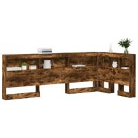 Opberghoofdbord met plank Gerookt eiken 90 cm Bewerkt hout - thumbnail