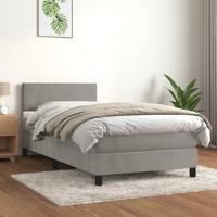 Boxspring met matras fluweel lichtgrijs 90x190 cm - thumbnail
