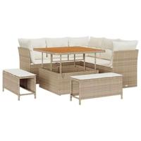Tuinbankenset 8 pcs Beige poly rattan - thumbnail