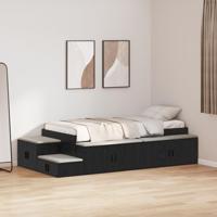 Opbergbedframe Zwart eiken 234 x 118 x 53.5 cm Bewerkt hout - thumbnail