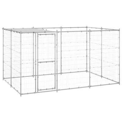 vidaXL Hondenkennel met dak 7,26 m² gegalvaniseerd staal, kennel, hondenhok, hondenhuis, kennels, hondenhokken, hondenhuizen, hondenverblijf