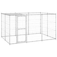 vidaXL Hondenkennel met dak 7,26 m² gegalvaniseerd staal, kennel, hondenhok, hondenhuis, kennels, hondenhokken, hondenhuizen, hondenverblijf - thumbnail