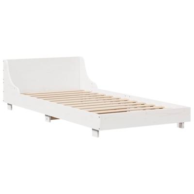 Bedframe zonder matras massief grenenhout wit 140x190 cm