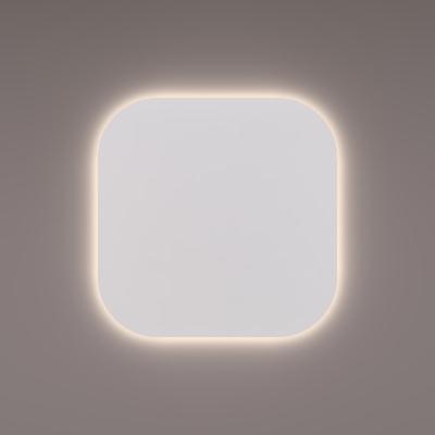 HIPP Design spiegel Basic Line Gelijkzijdig Afgerond met Indirecte LED Verlichting Rondom 80 x 80 x 3 cm + Spiegelverwarming en Infrarood Sensor Dimmer