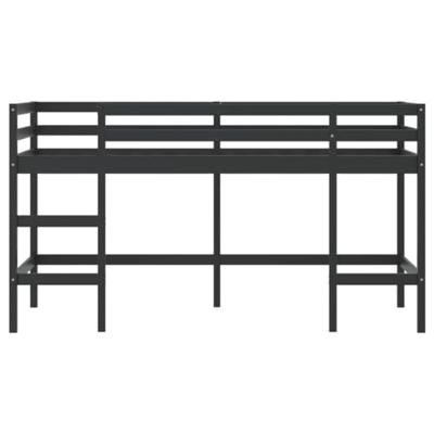 Kinderhoogslaper met ladder 90x200 cm massief grenenhout zwart