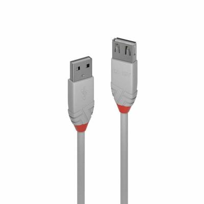 LINDY 36715 5 m USB 2.0 type A verlengkabel, antraciet Line, grijs, antraciet