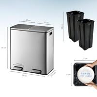 KITCHEN MOVE Keukenbak met selectief sorteerpedaal - Staal 60L (30 + 30) MAJOR - thumbnail
