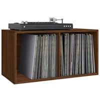 Opbergbox voor LP's 71x34x36 cm bewerkt hout bruineikenkleurig - thumbnail