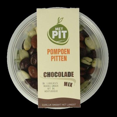 Met PIT Pompoenpitten mix chocolade 150 Gram Met PIT Pompoenpitten mix chocolade 150 Gram