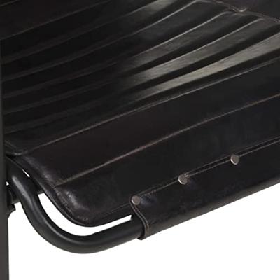 Relaxfauteuil met voetenbankje echt leer zwart