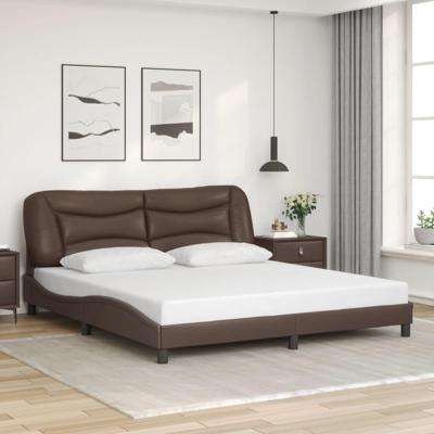 Bedframe met hoofdbord kunstleer bruin 180x200 cm