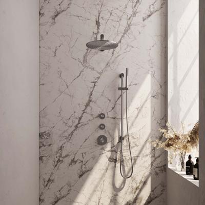 Brauer Brushed Carving Thermostatische Regendoucheset Inbouw - Hoofddouche 30 cm - Rechte Wandarm - Handdouche Staaf - Doucheslang - Geintegreerde Glijstang - Rvs